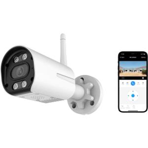 1080P Bullet IP Camera WiFi/Wired Outdoor Security 10x Digital Zoom Night Vision Motion Detection IP65 Waterproof TF Card Recording (2MP)