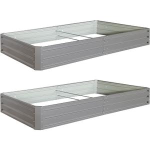 8X4X1 FT (2 Pack) Metal Raised Garden Bed,Outdoor Reinforced Planter Box with Oval Structure Design and Open Bottom,Vegetables Beds w/Middle Rods,for Flowers Herbs,Grey 8X4X1 FT (2 Pack) Metal Raised Garden Bed,Outdoor Reinforced Planter Box with Oval Structure Design and Open Bottom,Vegetables Beds w/Middle Rods,for Flowers Herbs,Grey