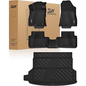 3W Floor Mats & Cargo Liner for 2025-2026 Subaru Forester (Not Fit Hybrid & Wilderness), TPE All Weather Floor Mats Custom Fit 2025-2026 Forester Full Set Anti-Slip Heavy Duty Accessorious, Black