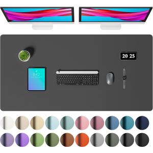 Aothia Faux Leather Desk Mat  Large Mouse Pad, Non-Slip PU Leather Blotter, Waterproof Writing Surface for Office and Home (Grey, 47.2" x 23.6") (Gray)