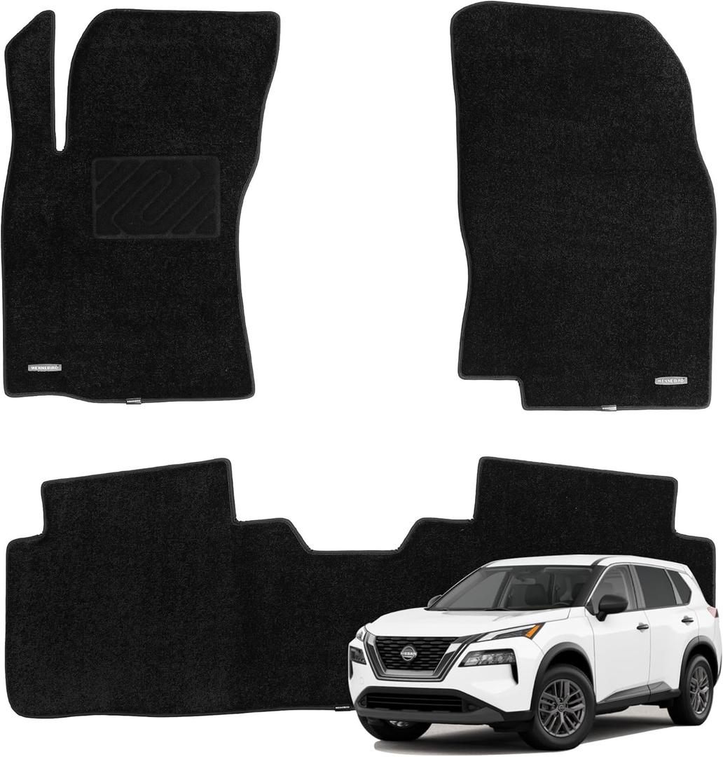 WENNEBIRD Superior Carpet Floor Mats for 2021-2025 Nissan Rogue (T33), Premium All Weather Anti-Slip Waterproof Floor Liners, 0.5 Inch Thickness Rugs - 3pc