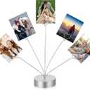 Heart-Shaped Photo Tree Holder Clip, 5-Branch Metal Desktop Gift Card Tree Stand, Silver Picture Holders for Tables, Photo Card Holder for Wedding Christmas Birthday Party Decor