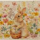 Artoid Mode Rabbit Bunny Eggs Flowers Basket Easter Doormat, Home Decor Low-Profile Switch Rug Door Mat Floor Mat for Indoor Outdoor 17x29 Inch