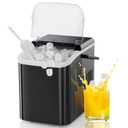 SMUG Ice Makers Countertop with Handle, Portable Ice Machine, 9 Bullet Cubes in 6 Mins, 26lbs in 24Hrs, Auto-Cleaning, with Basket and Scoop, for Home, Kitchen, RV, Camping, Elegant Black with Handle