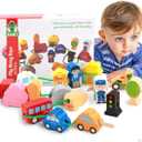 Wooden Educational Toys Wooden Shape Color Sorting Preschool Stacking Blocks Toddler Puzzles Toys Early Childhood Development Toys for Fine Motor Skills Birthday Gifts for Boys and Girls ((16 Pieces))