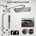 Veken 10" Luxurious Rain Shower Head with Handheld, High Pressure Rainfall Shower Heads wih Extension Arm, Wide Dual Showerhead with Spray Combo, Bathroom Accessories, Chrome, Silver