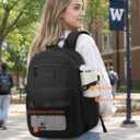 LOVEVOOK Laptop Backpack Women/Men with 40oz Cup Holder Buckle Strap, 15.6 Inch Tech-Ready Work Backpack, TSA-compliant for Travel & College with Versatile Mesh Pocket, Black