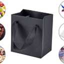HUAPRINT 30 Pack Black Gift Bags with Ribbon Handles,4x2.75x4.5 inch Paper Bag Bulk for Shopping Party Favor Merchandise Business Wedding Craft Retail Holiday