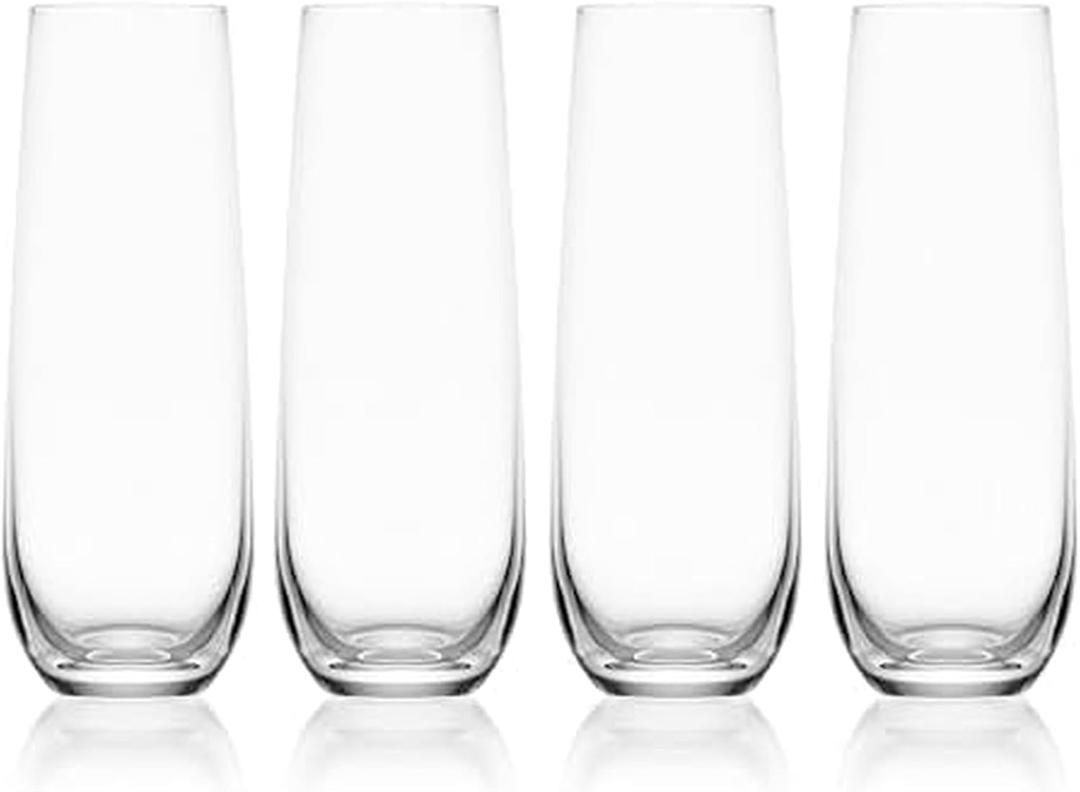 Mikasa Lana Stemless Champagne Flutes Glasses, Set of 4, 9.5 Ounce, Clear Mikasa Lana Stemless Champagne Flutes Glasses, Set of 4, 9.5 Ounce, Clear