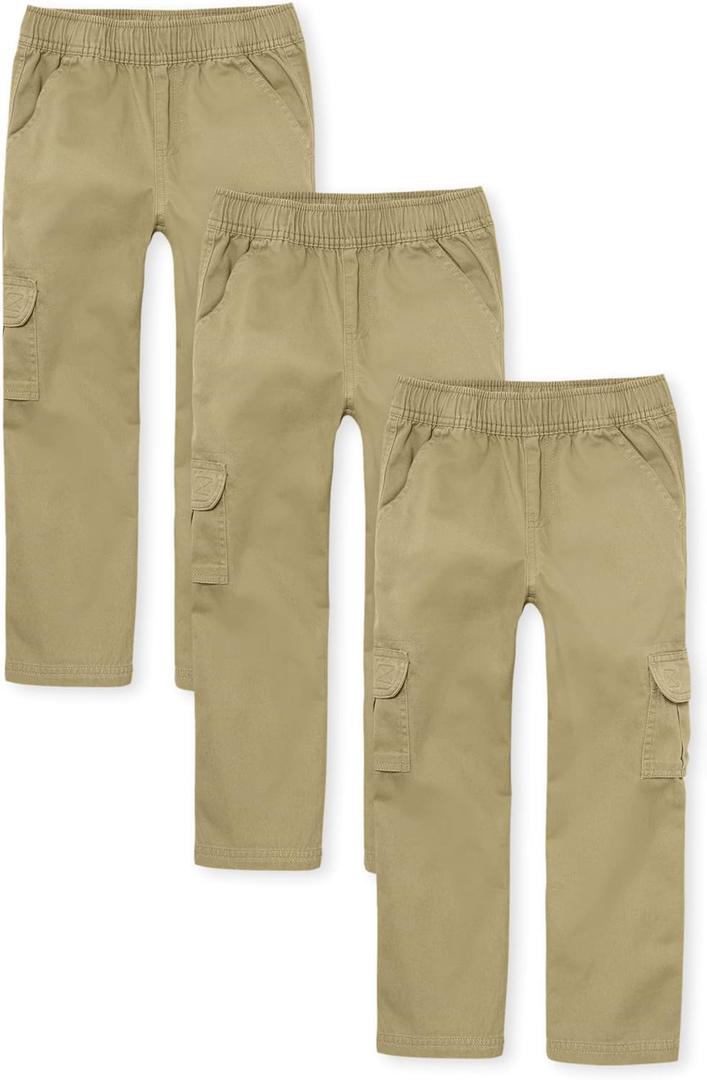 The Children's Place Boys' Pull on Cargo Pants (10, Flax 3-pack)