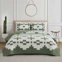 PENDLETON Painted Cove Queen Size Cotton Quilt Set, Southwestern Farmhouse Bedding Cover, Soft Warm Bed Spread with Matching Pillowcase for All Seasons Chic Home Decor Bedding Sets, Full/Queen, Sage