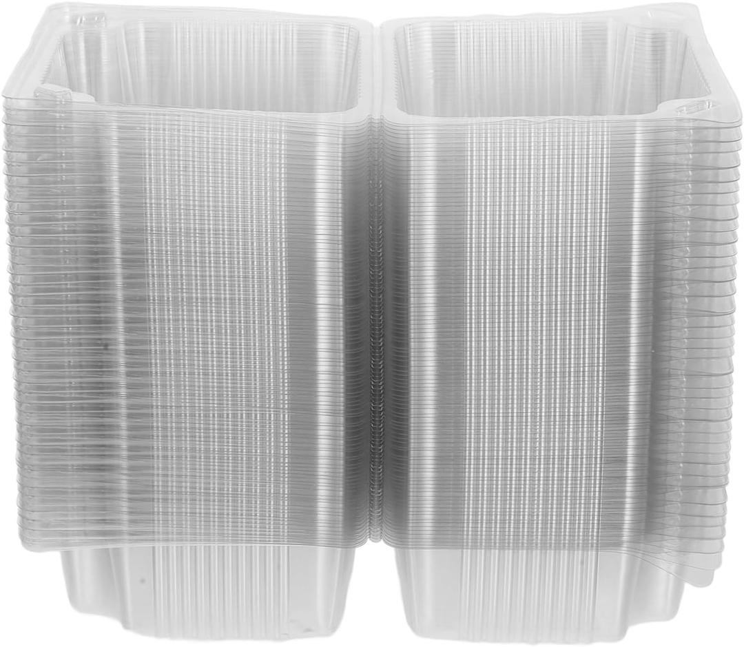 100pcs Plastic Cake Containers Lids Takeout Boxes for Small Cakes and Desserts Storage for Events and Displays