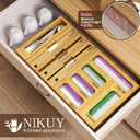 9 IN 1 Bamboo Foil and Plastic Wrap Organizer for Kitchen Drawer, Plastic Bag Organizer Organization and Storage, Food Storage Bag Organizer with Labels for Quart Gallon Snack Sandwich Bag