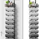 SWTYMIKI Hanging Towel Racks for Bathroom - 9 Tier Over The Door & Wall Mounted Bath Rolled Towel Storage Organizer Holder for Small Bathroom, RV, Camper, Black (Patented)