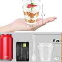 TOFLEN 6 oz Mini Dessert Cups with Lids and Spoons 150 Pcs | Serves 50 | Small Plastic Cake Cups Round Party Serving Cups for Parfait, Appetizers, Mousse, Dessert Shot Glasses