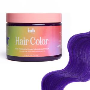 INH Semi Permanent Hair Color | Color Depositing Conditioner | Purple Hair Dye | No Bleach, No Peroxide Temporary Purple Iolite Tint for Women Men | Vegan, Ammonia Free, Sulfate Free, Ready to Use 6oz