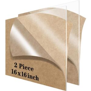 Lesnlok 2 Pieces 16x16 Acrylic Sheet1/8 Thick 3mm Plexiglass Sheet,for Sign,Craft,Photo Frame, DIY Display Projects (2, 16 x 16 x 1/8)