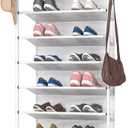 10 Tier Shoe rack Hanging Shoe Storage the door shoe rack for Closet Pantry Over The Door Shoe Organizer Wall Floating Shelves (White, 10 Tier)