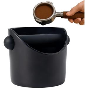 Espresso Knock Box, Premium Coffee Knock Box with Removable Knock Bar, Non-Slip Base, 4.6 Inch Black