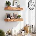 24x3x7 inch Floating Shelves Wall Mounted - Set of 2 Wood Rustic Solid Wood Wall Shelf - Heavy Duty Decorative Fireplace Mantel for Living Room, Bedroom, Bathroom, Kitchen, 24x3x7-hollow-2pack
