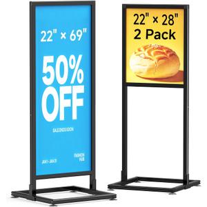 KOOV 22"×28" & 22"×69" Sign Holder Floor Stand, 2-In-1 Poster Stand 1Pack