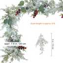 Winlyn 6' Christmas Artificial Snowy Cedar Garland With Pine Cones, Red Berries - Frosted Pine Winter Greenery for Wedding Table Runner, Centerpiece, Mantel, Holiday Home Decor