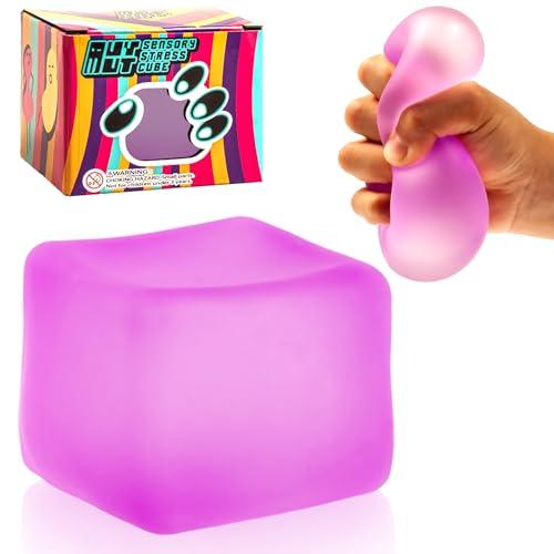 MUYMUT Sensory Stress Cube – High-Density Gel Filled Squishy Toy with Matte Texture for Kids & Adults, Stress and Anxiety Relief Fidget, Autism-Supportive, 1-Pack in Purple