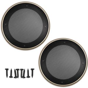 Fielect 2Pcs 5" Speaker Grill Cover Mesh Decorative Circle Woofer Guard Protector Cover Audio Accessories Gold with 8 Screws