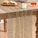 Artoid Mode Coffee Gold Gauze Table Runner 120 Inch 10FT, Glitter Metallic Foil Sheer Dining Wedding Anniversary Holiday Birthday Table Decor for Home Party (28" x 120")