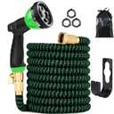 75 ft Expandable Garden Hose - Kink Free Flexible Water Hose with Thumb-Controlled 10-Function Nozzle, 3/4 Solid Connectors, Durable 3750D Fabric, 4-Layer Latex Core