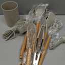 Umite Chef Kitchen Cooking Utensils Set, 33 pcs Non-Stick Silicone Cooking Kitchen Utensils Spatula Set with Holder, Wooden Handle Silicone Kitchen Gadgets Utensil Set (Khaki)