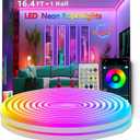 16.4FT Neon Rope Lights,Flexible Led Rope Light Control with App/Remote,Multiple Modes,Music Sync,IP65 Outdoor RGB Led Strip Lights Waterproof