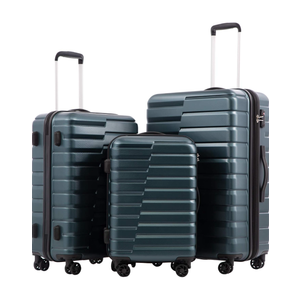 COOLIFE Expandable Suitcase PC ABS TSA Luggage 3 Piece Set Lock Spinner Carry on (Teal blue)
