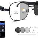 Translation Glasses Ai Smart Glasses for Women Men Bluetooth with Chat GPT 164 Language Color-Change Lens Clear Headphone with Speaker Sunglasses forTravel Meeting Trade Business