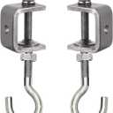 2 Set Metal Beam Hook 1 Inch Stainless Steel C Clamps and Heavy Duty Hanging J Hook/Threaded Screw Hook for Garage I Beam