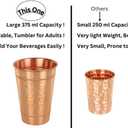 Hammered Pure Copper Water Drinking Glasses Set of 2 Large 13 Oz Drinking Cups Copper Ayurvedic Health Benefits Tumblers Beautiful Handcrafted Design Cup Best Gift