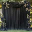 60ftx12ft Black Wrinkle-Free Wedding Backdrop Curtain -Silky Washable Black Polyester Drapes for Baby Showers, Birthday Parties, Photography, and Wedding Receptions-12 Panels 5FTx12FT, W5' x H12'