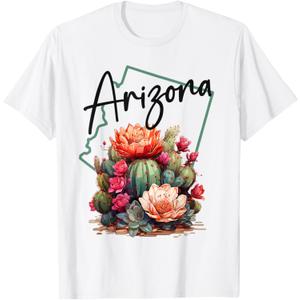 Love State of Arizona Blooming Cactus Flowers T-Shirt