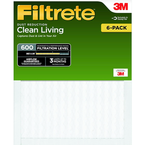 Filtrete DR04-6PK-2E Clean Living Dust Reduction AC Furnace Air Filter, MPR 600, 14 x 25 x 1-Inches, Pack of 1