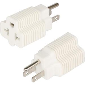 [2-Pack] Nema 15 Amp to 20 Amp Plug Adapter NEMA 5-15P to 5-15/20R (Comb 20Amp T Blade) 15 Amp Household Plug to 20 Amp T-Blade AC Power Adapter White