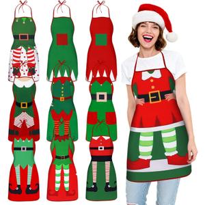 10 Pcs Christmas Aprons Adjustable Kitchen Cooking - Xmas Holiday Baking Baking Party Supplies (Elf)