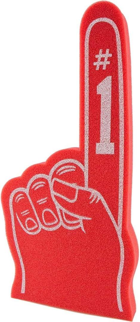 Giant Foam Finger 18 Inch- Number 1 Universal Foam Hand for All Occasions - Cheerleading for Sports - Exciting Vibrant Colors use as Celebration Pom Poms- Great for Sports Events Games School Business (Red)