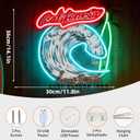 California Long Beach Surf Neon Sign, Beach Surfing Theme Neon Light, Coastal Home Room Bar Surf Club Gift Wall Table Decor, USB Powered Decorative Light 14.2 x 11.8 In