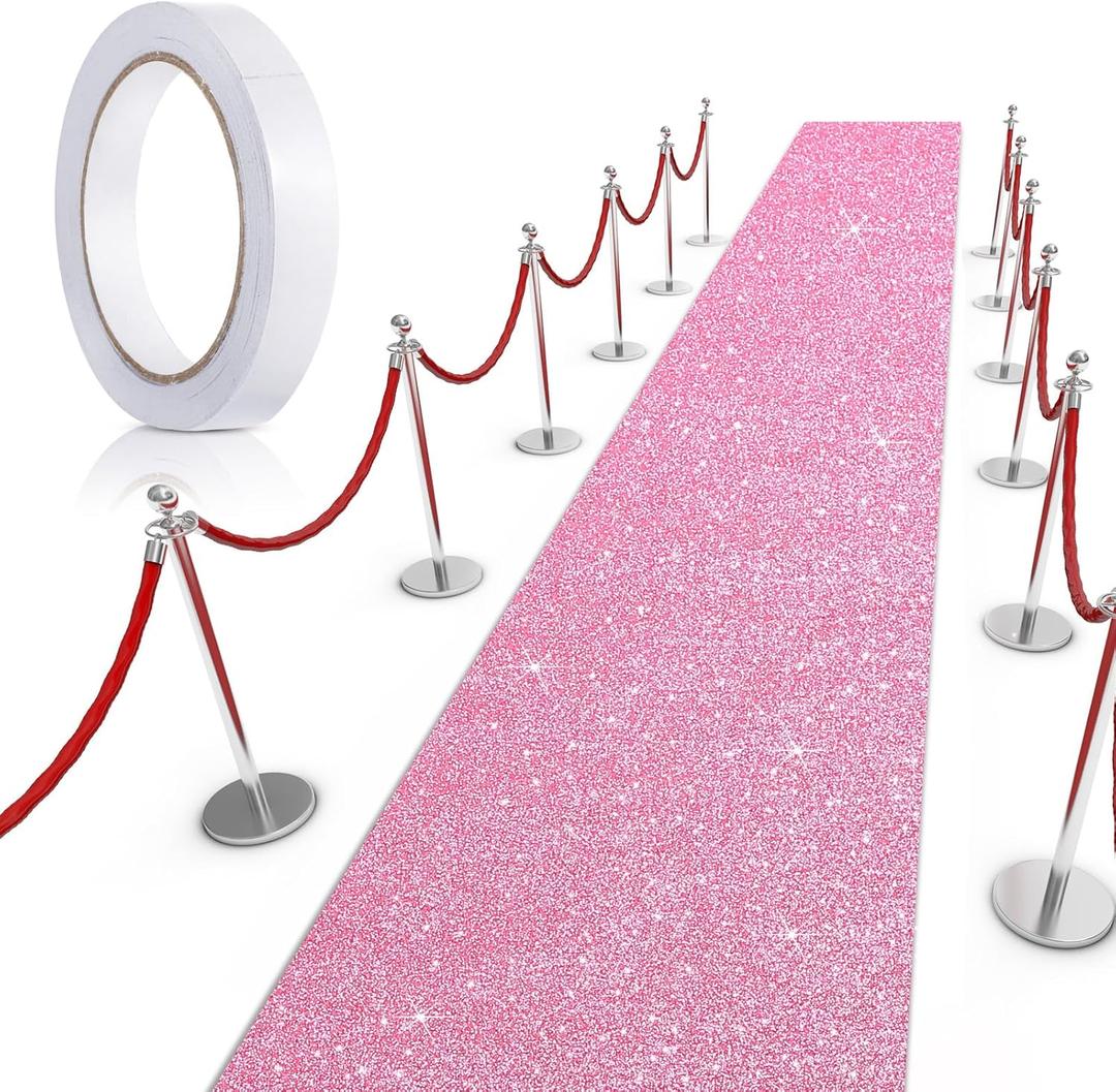 Tatuo Carpet Runner for Party Runway Rug 55 GMS Thickness with Tape for Prom Wedding Christmas Halloween Thanksgiving Outdoor Indoor Hallway Party Decoration(4.6 x 16.4 Feet,Glitter Pink) Tatuo Carpet Runner for Party Runway Rug 55 GMS Thickness with Tape for Prom Wedding Christmas Halloween Thanksgiving Outdoor Indoor Hallway Party Decoration(4.6 x 16.4 Feet,Glitter Pink)