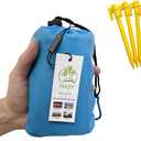 Outdoor Blanket (71" x 55") -Compact, Lightweight, Sand Proof Pocket Blanket Best Mat for The Beach, Hiking, Travel, Camping, Festivals with Pockets, Loops, Stakes, Carabiner (Sky Blue)