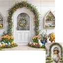 Kate 10x8ft Colorful Easter Eggs Backdrops for Photography White Rabbit with Beautiful Flowers Background Celebrate Easter Holiday Studio Backdrop