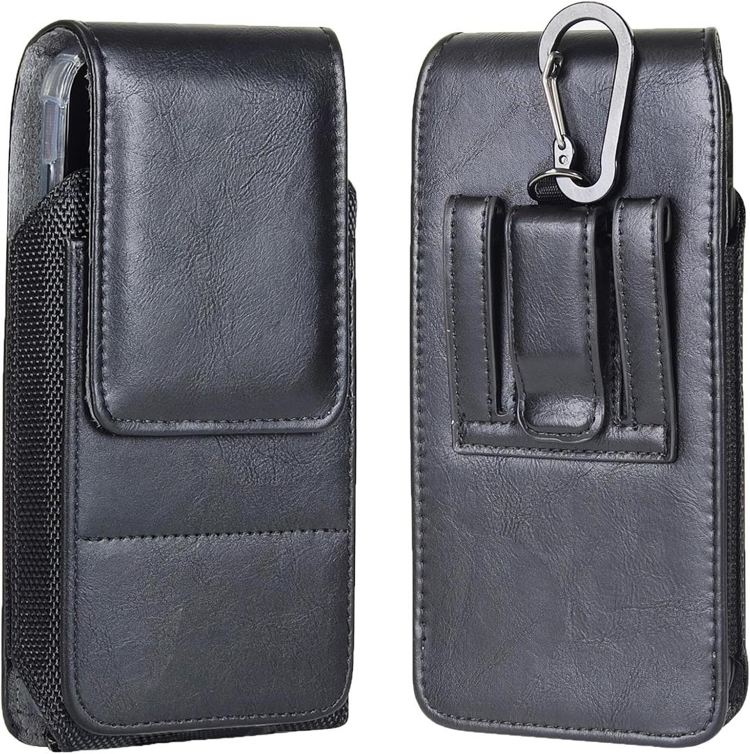 Cell Phone Holster for iPhone 16 15 14 13 12 11 Pro Max, 16 15 14 Plus,XS Max iPhone 8 7 6S Plus Case with Belt Clip,Phone Carrying Case Pouch Holder for Men(Fits Phone with Case on)
