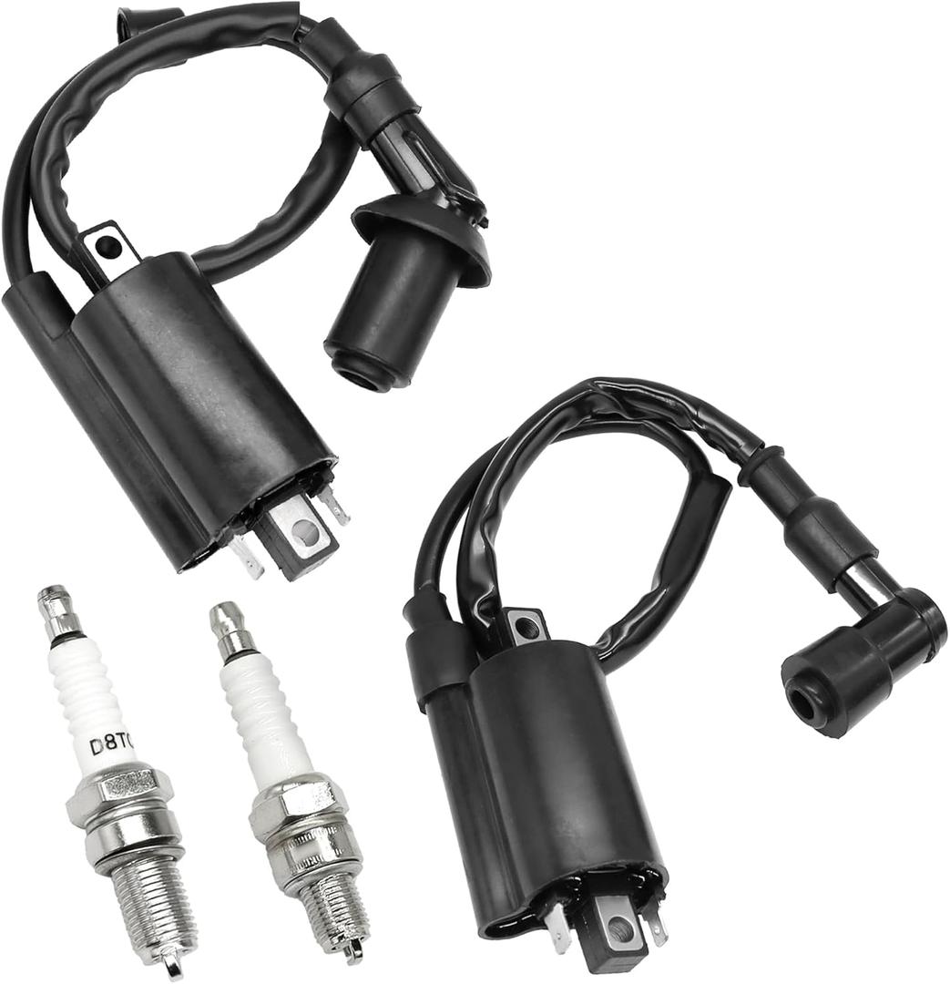 2PCS Ignition Coil Fit for Kawasaki Mule 2510 3010 4000 4010 KAF 620 650 FD620D FD611V FD661D FD440V FD501D Vulcan Coil Replace # AM120732 21121-0029 21121-2083 21121-2064 (Ignition Coil with Spark Plug)