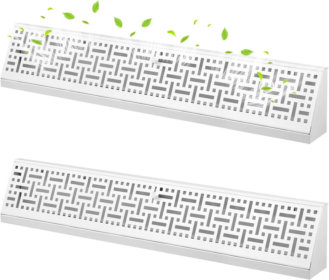 Landhoow 2 Pack 24 Inch Baseboard Register Diffuser, Vent Covers for Home Floor Wall Baseboard Vent Covers Supply Floor Register Diffuser, White