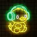 Baby Duck Headphone Neon Sign Music LED Light for Kids Room Wall Decor Dimmable for Bar Restaurant Concert Man Cave Wall Art 12.6 * 15.4IN (Yellow&Green&White)